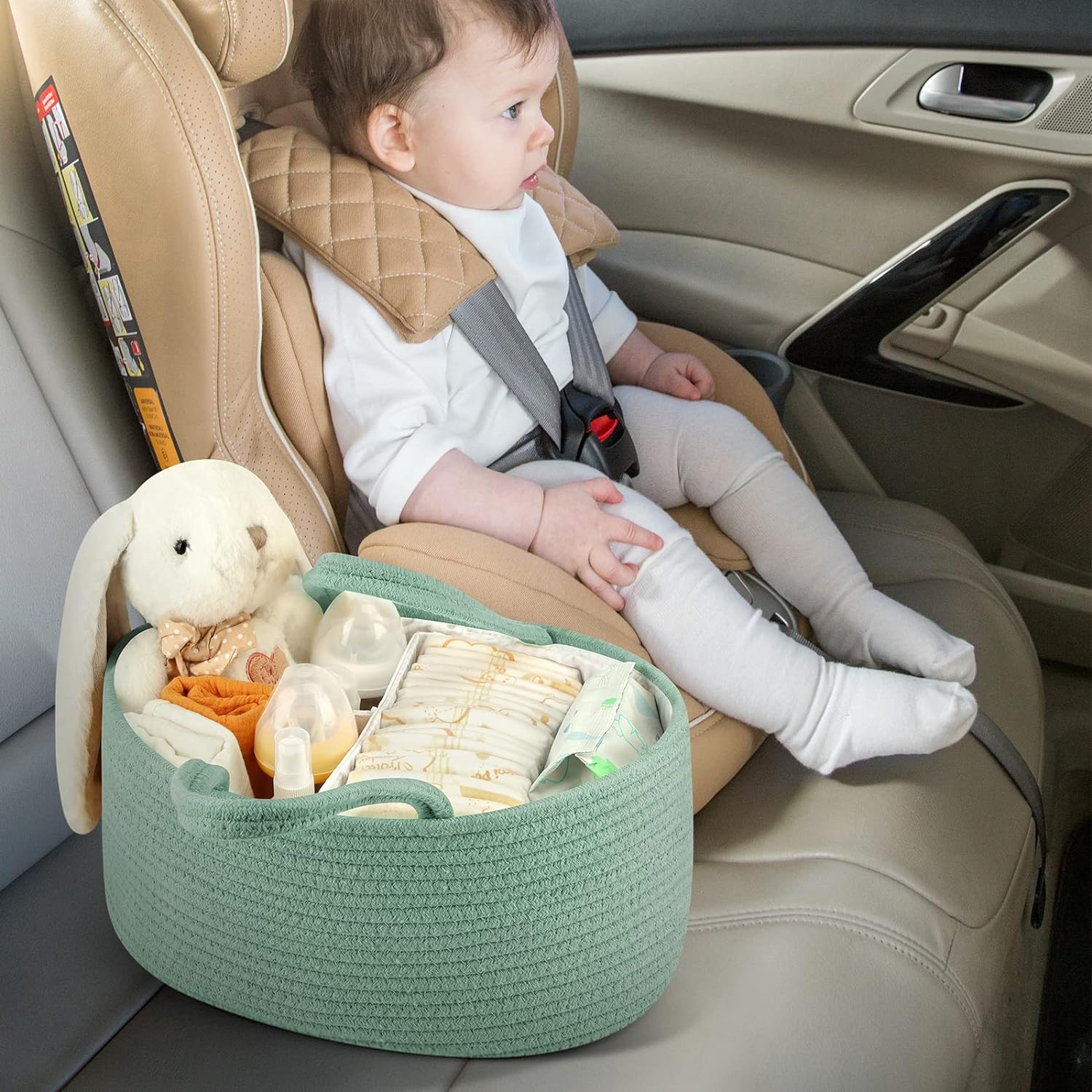 Maliton Diaper Caddy Organizer for Baby Boy- Cotton Rope Diaper Caddy, Diaper Organizer for Changing Table, Nursery Storage Caddy, Newborn Baby Must Have Items - Image 6